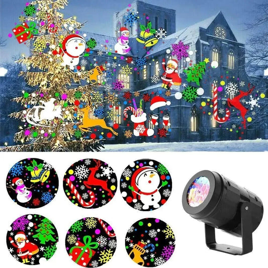 Christmas Snowflake Projector Lights | Rotating LED Outdoor Christmas Garden & Party Light UK