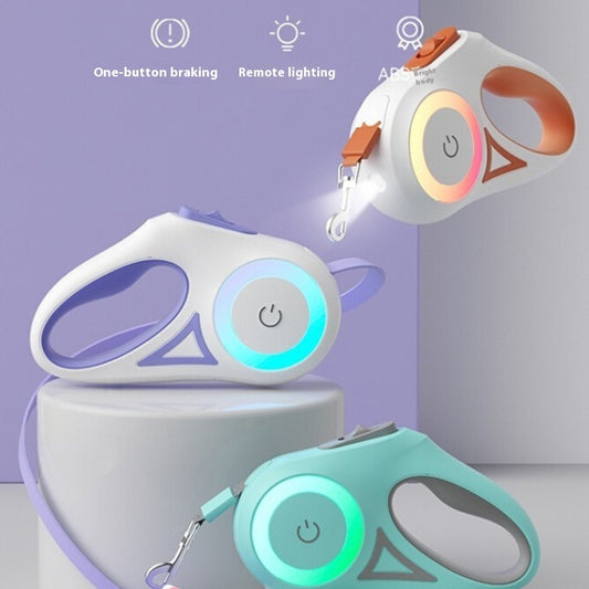 Retractable Dog Lead with LED Light & Collar for Small & Medium Pets