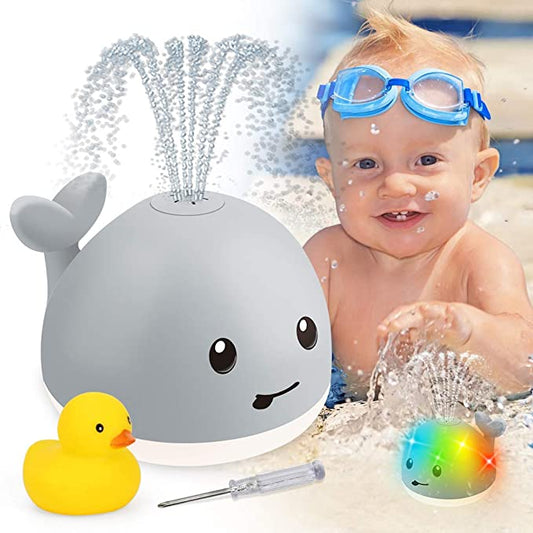 Baby Cartoon Whale Bath Toy | Floating Water Spray Toy with LED Lights & Music for Babies UK