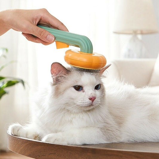 Self-Cleaning Pumpkin Pet Grooming Brush for Dogs & Cats