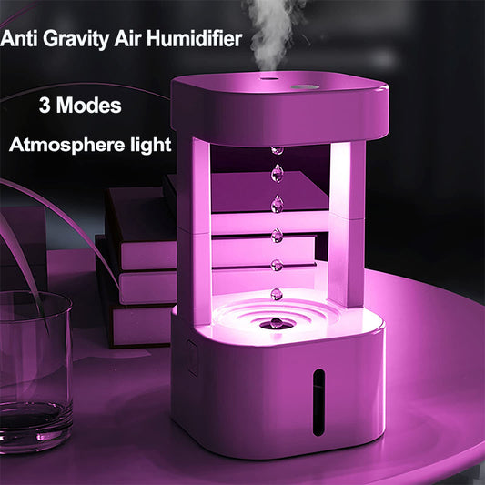 Anti-Gravity Water Drop Humidifier 580ml – Quiet Cool Mist Spray Air Humidifier for Bedroom, Office & Home