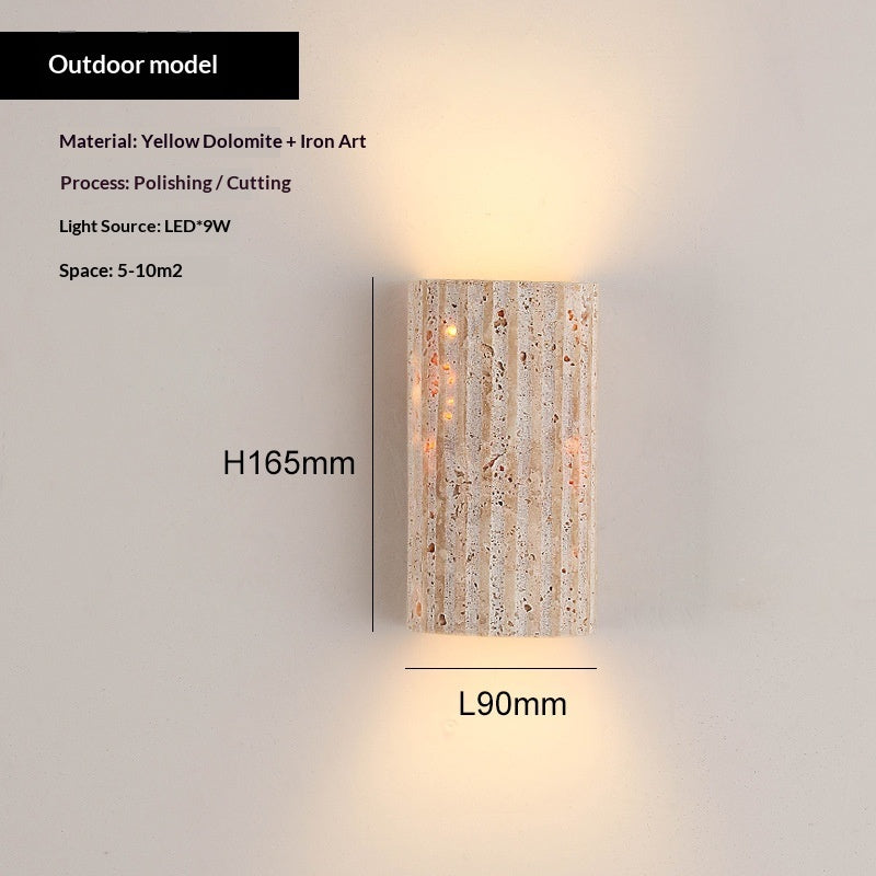 Striped Translucent Yellow Dong Stone Outdoor Wall Light Vintage Outdoor Ambient Lighting