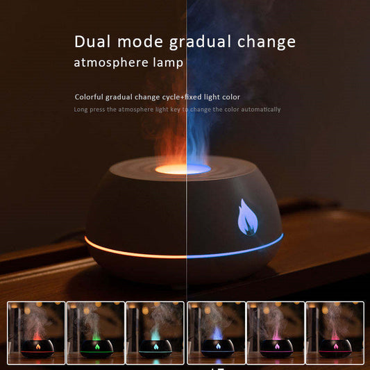 Flame Aroma Diffuser & Air Humidifier – 130ml USB Essential Oil Diffuser with 7-Colour LED Flame Effect