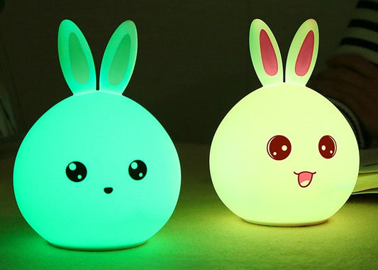 Cute Rabbit Night Light – Silicone Touch Sensor LED Lamp with Colourful Lights for Kids Bedroom, Nursery & Home Décor