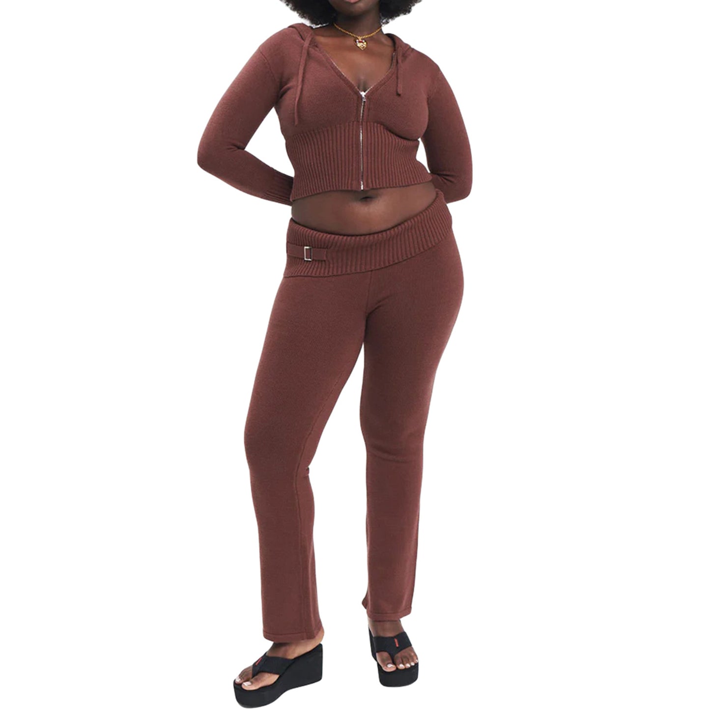 Hoodie Suit Sports Leisure Sexy Zip Long Sleeve Sweater And High Waist Long Pants Set Women's Clothing