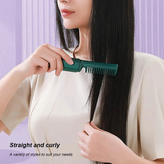 Professional Wireless Hair Straightener & Curler Brush – Fast Heating Negative Ion Styling Comb for Smooth Hair & Salon Looks