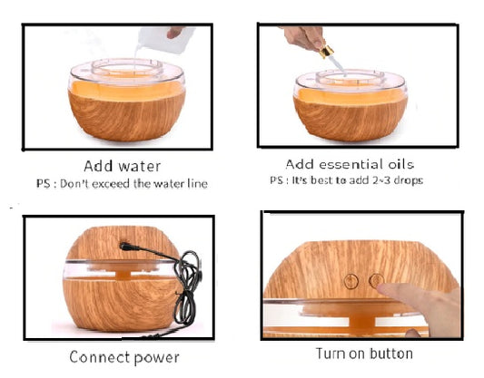 Essential Oil Diffuser & Air Humidifier – Ultrasonic Cool Mist Aroma Diffuser for Home, Office & Bedroom