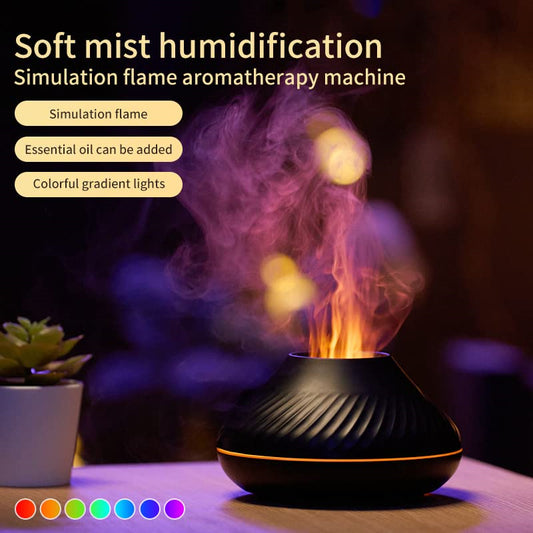 Volcanic Flame Aroma Diffuser 130ml – USB Essential Oil Humidifier with LED Night Light & Cool Mist Maker