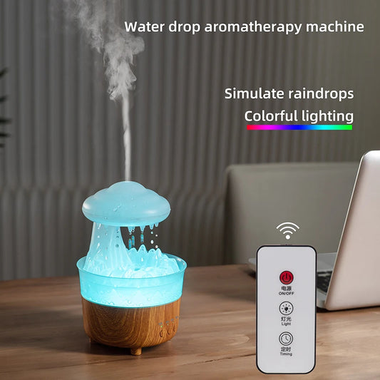 Rain Cloud Humidifier & Essential Oil Diffuser – LED Night Light with Raindrop Sound & 7-Colour Ambient Lighting