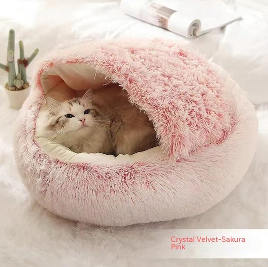 2-in-1 Plush Pet Bed & Cozy Cave for Dogs & Cats