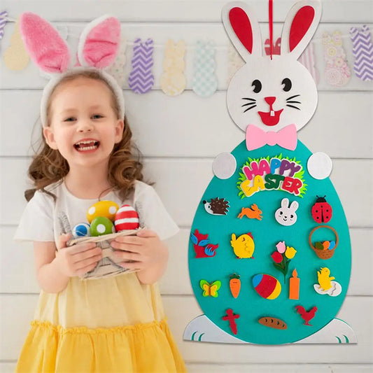 DIY Felt Bunny Pendant Kit – Detachable Alphabet Easter Ornament for Kids Craft Activity, Door & Wall Decoration
