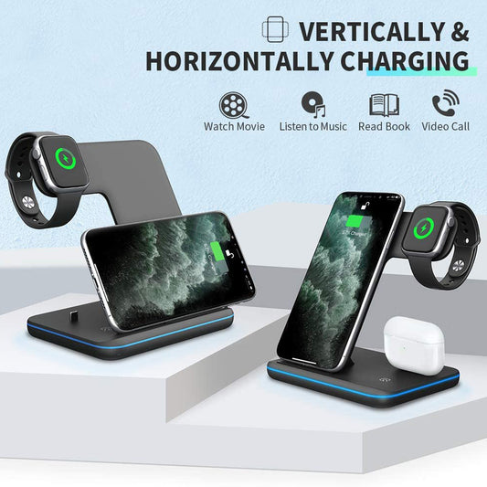 3-in-1 Wireless Charging Station for Phone, Smartwatch & Earbuds