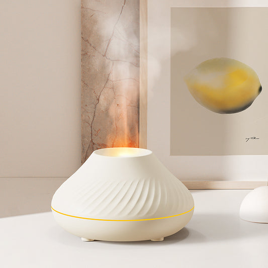 RGB Flame Aroma Diffuser 130ml – Ultrasonic Essential Oil Humidifier with Realistic Fire Effect LED Light