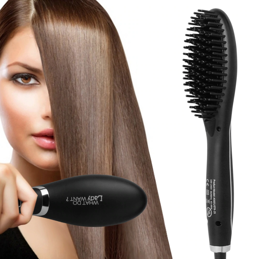 Ceramic Hair Straightening Brush | Electric Heated Hair Straightener Brush for Smooth & Frizz-Free Hair UK