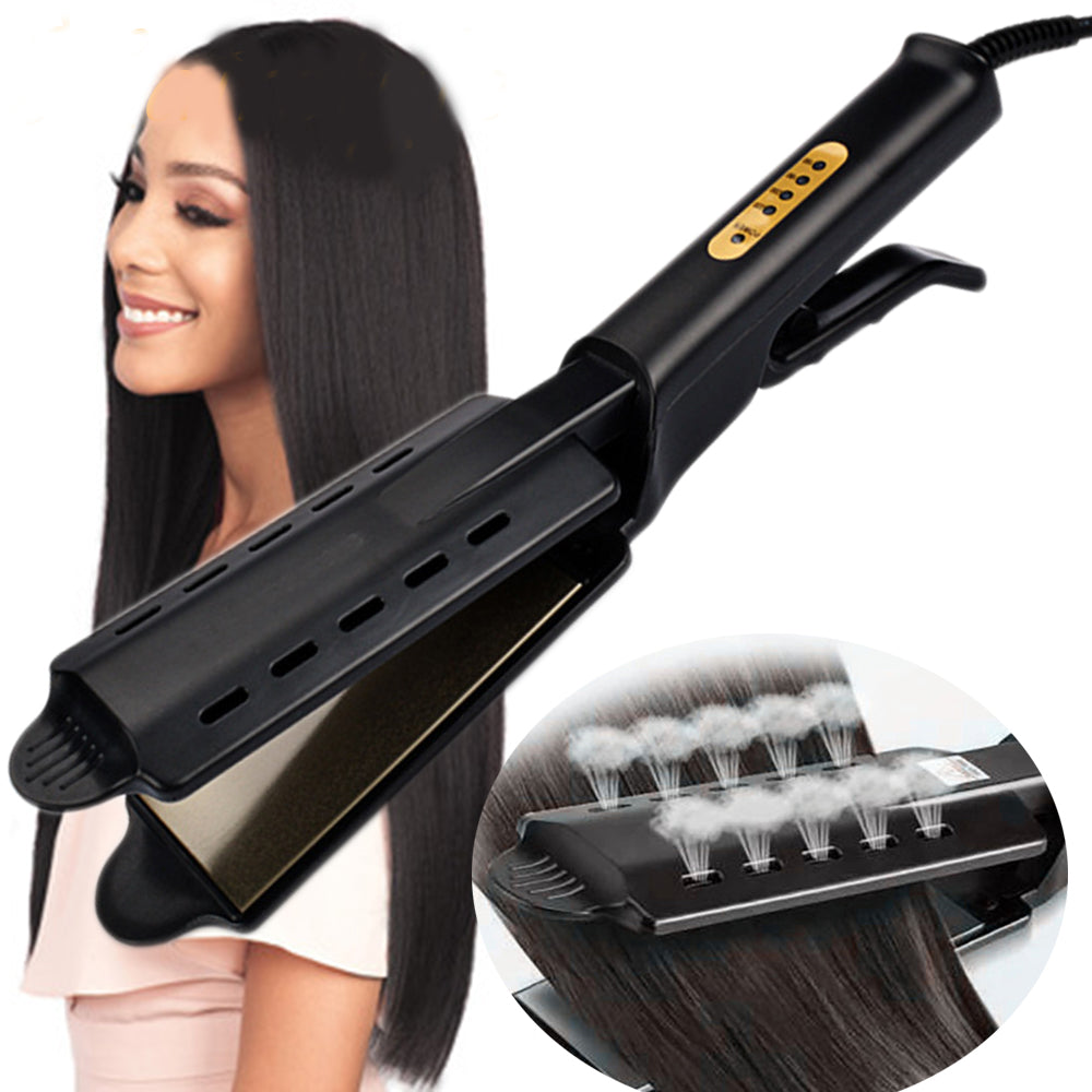 U.S. Standard Steam Hair Straightener | Anti-Scald Ceramic Steam Hair Straightening Iron for Smooth Hair UK