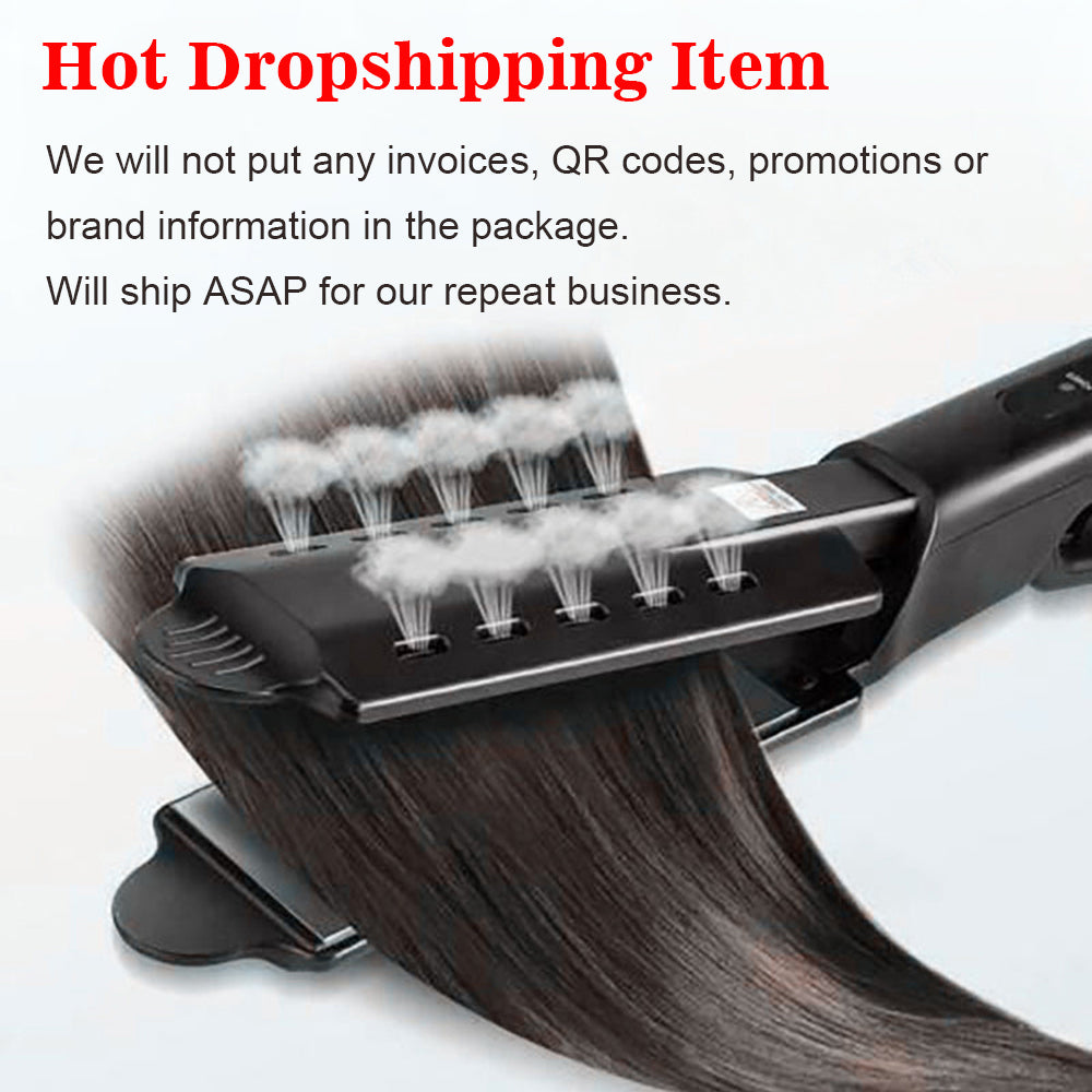 U.S. Standard Steam Hair Straightener | Anti-Scald Ceramic Steam Hair Straightening Iron for Smooth Hair UK