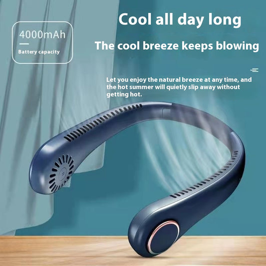 USB Rechargeable Neck Hanging Fan – Hands-Free Portable Cooling Fan