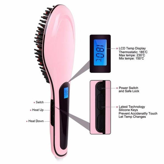 Paddle Brush Hair Straightener | Electric Heated Hair Straightening Brush for Smooth & Frizz-Free Hair UK