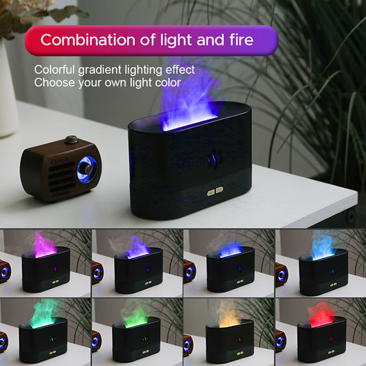 USB Ultrasonic Flame Humidifier – RGB LED Essential Oil Aroma Diffuser with Cool Mist & Fire Flame Effect
