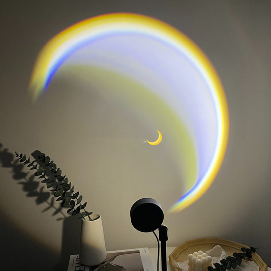 USB LED Moon & Rainbow Sunset Projection Lamp – Neon Night Light for Bedroom, Photography & Home Decor