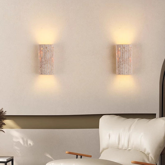 Striped Translucent Yellow Dong Stone Outdoor Wall Light Vintage Outdoor Ambient Lighting