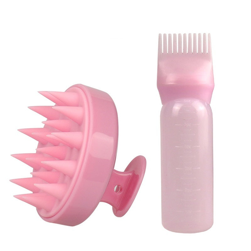 Hair Shampoo Brush & Shampoo Bottle Set | Scalp Massage Brush & Hair Care Cleaning Tool UK