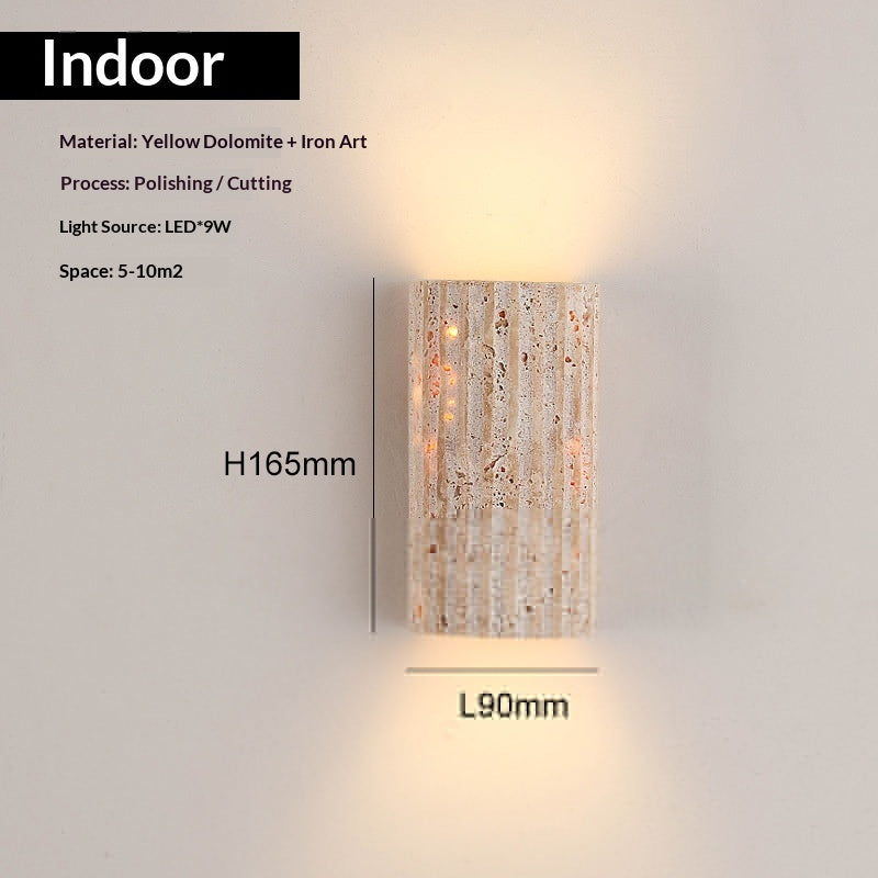 Striped Translucent Yellow Dong Stone Outdoor Wall Light Vintage Outdoor Ambient Lighting