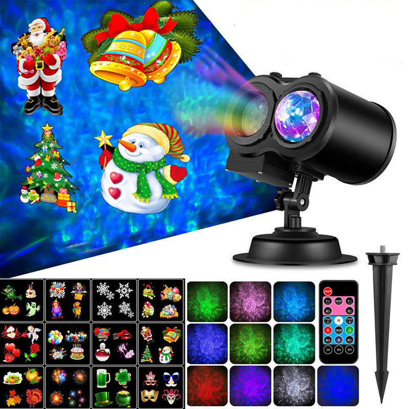 Dual Tube Garden Water Pattern Projection Light Children Bedroom Ambient Lamp Uplights Stage Lighting Effect Light