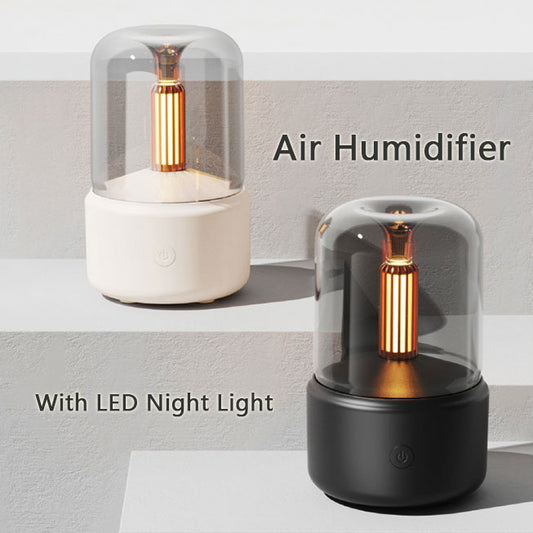 Candlelight Aroma Diffuser Humidifier 120ml – Portable USB Cool Mist Maker with LED Night Light & Atmosphere Lamp