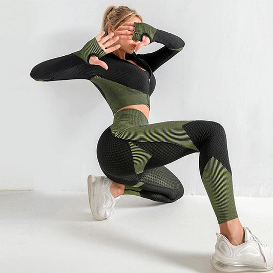 3PCS Seamless Women's Yoga Set | Sports Bra, Crop Top & High Waist Leggings Gym Fitness Tracksuit UK