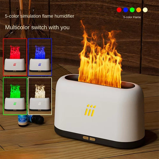 Flame Aroma Diffuser Air Humidifier – Ultrasonic Cool Mist Essential Oil Diffuser with LED Flame Effect for Home, Bedroom & Office
