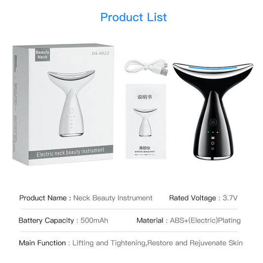 EMS Microcurrent Neck & Face Massager with 3-Colour LED Light Therapy