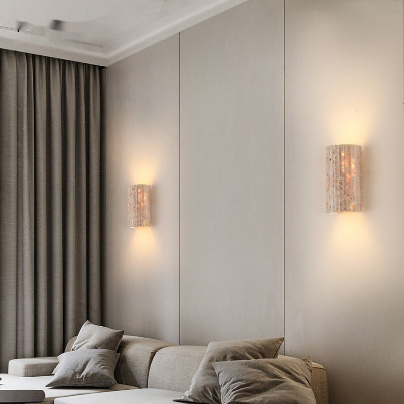 Striped Translucent Yellow Dong Stone Outdoor Wall Light Vintage Outdoor Ambient Lighting