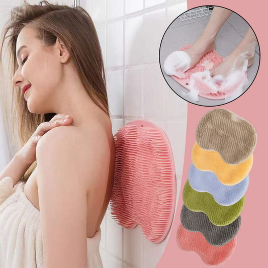 Silicone Massage Bath Brush & Non-Slip Bath Mat | Suction Cup Foot Scrubber & Body Cleaning Tool UK