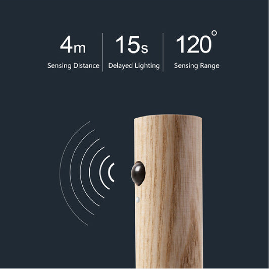 Auto LED USB Magnetic Wood Night Light – PIR Motion Sensor Wall Lamp for Corridor, Cabinet, Porch & Bedroom Lighting