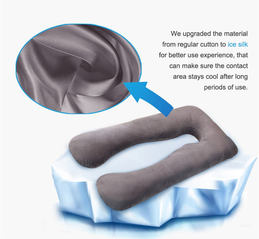 U-Shaped Pregnancy Pillow – Cooling Ice Silk Maternity Body Support Pillow for Sleeping, Side Sleeping & Full Body Comfort