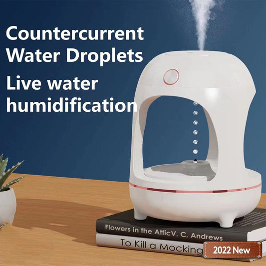 Anti-Gravity Water Drop Humidifier – Levitating Fountain LED Night Light with Cool Mist Atomizer Desk Decor Lamp