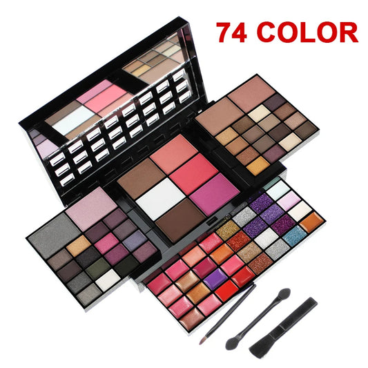 74 Colors Makeup Set – Complete Lip Gloss, Blush, Eyeshadow & Highlighter Palette Beauty Kit for Women