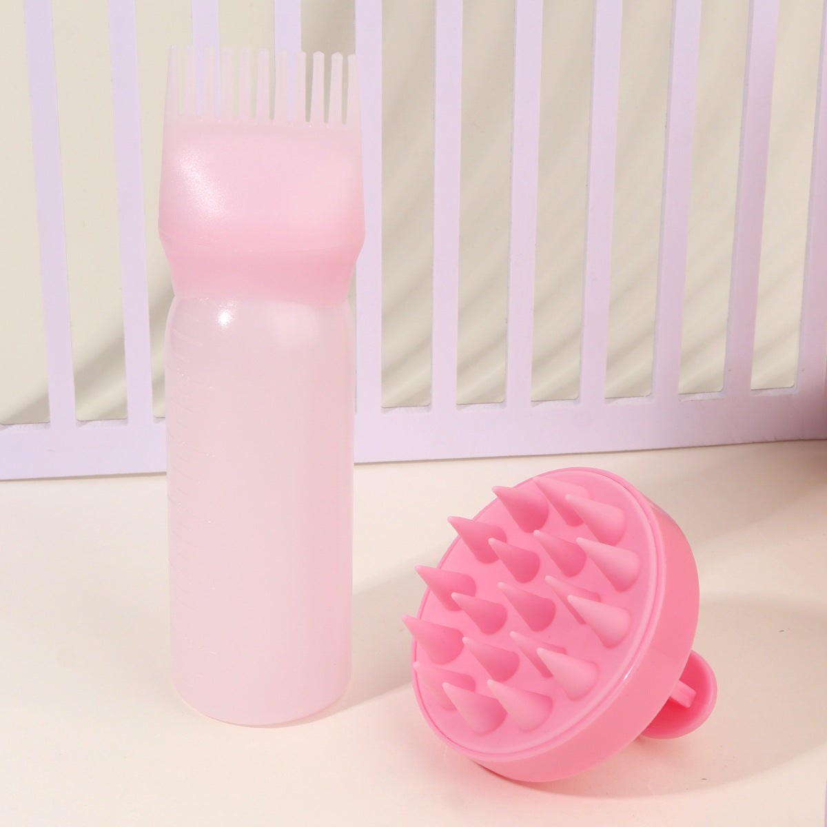 Hair Shampoo Brush & Shampoo Bottle Set | Scalp Massage Brush & Hair Care Cleaning Tool UK
