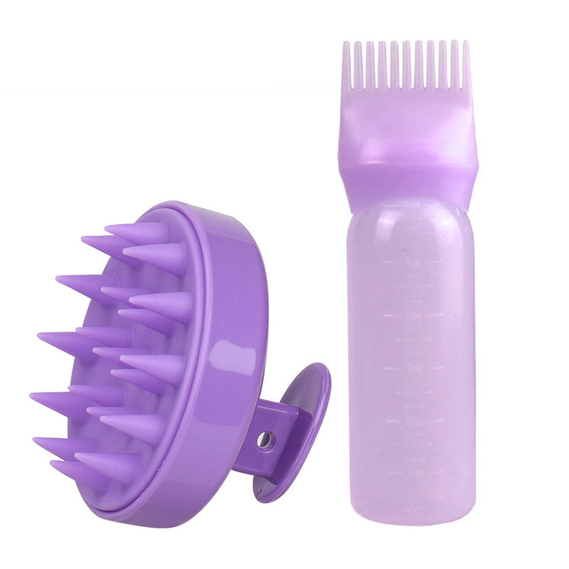 Hair Shampoo Brush & Shampoo Bottle Set | Scalp Massage Brush & Hair Care Cleaning Tool UK