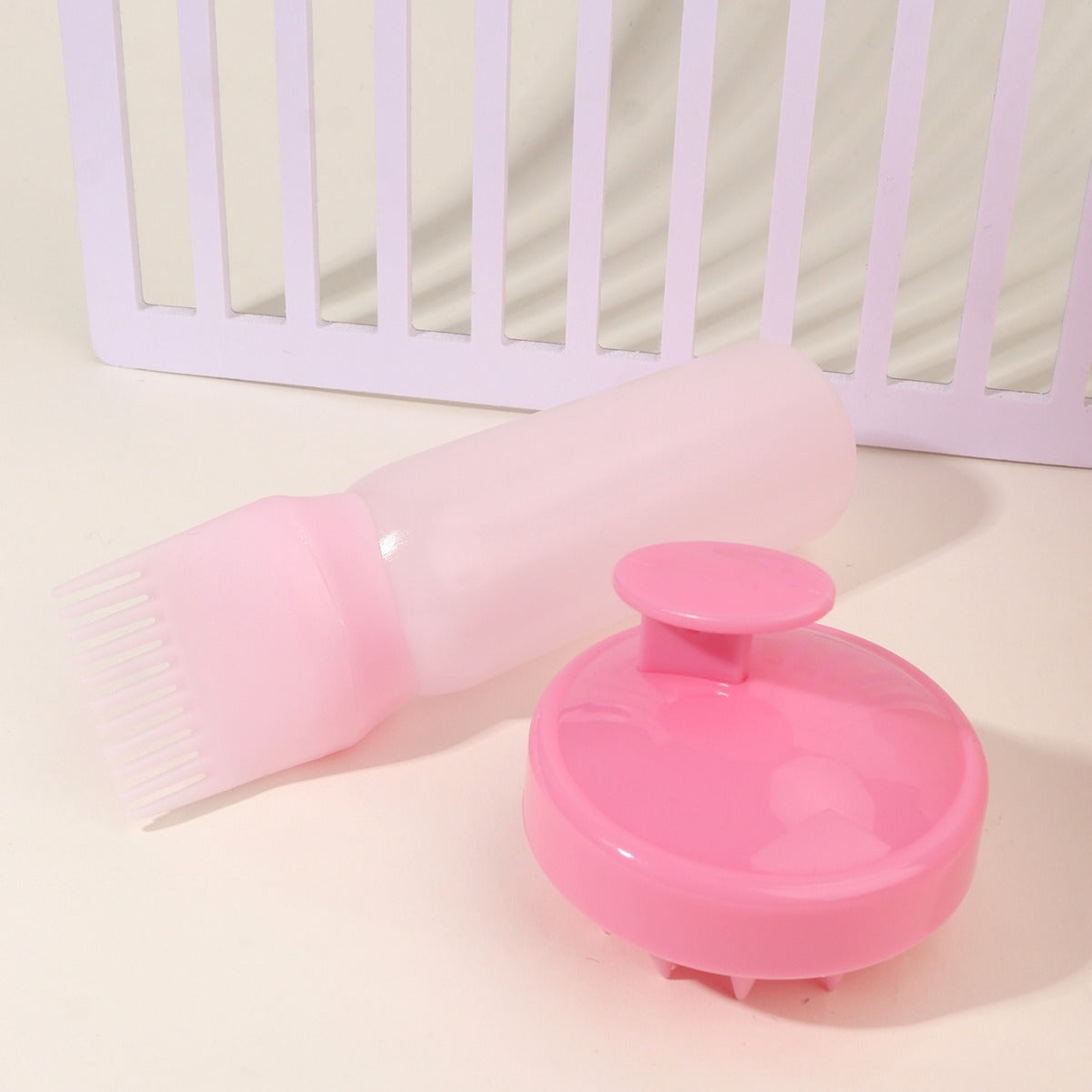 Hair Shampoo Brush & Shampoo Bottle Set | Scalp Massage Brush & Hair Care Cleaning Tool UK