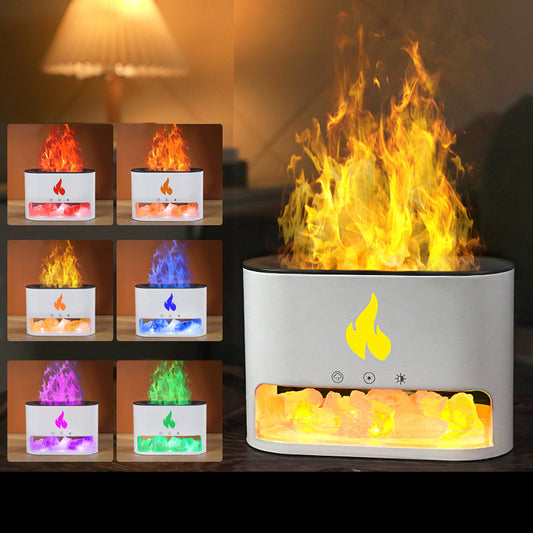 3D Flame Aroma Diffuser – Crystal Salt LED Humidifier & Essential Oil Diffuser